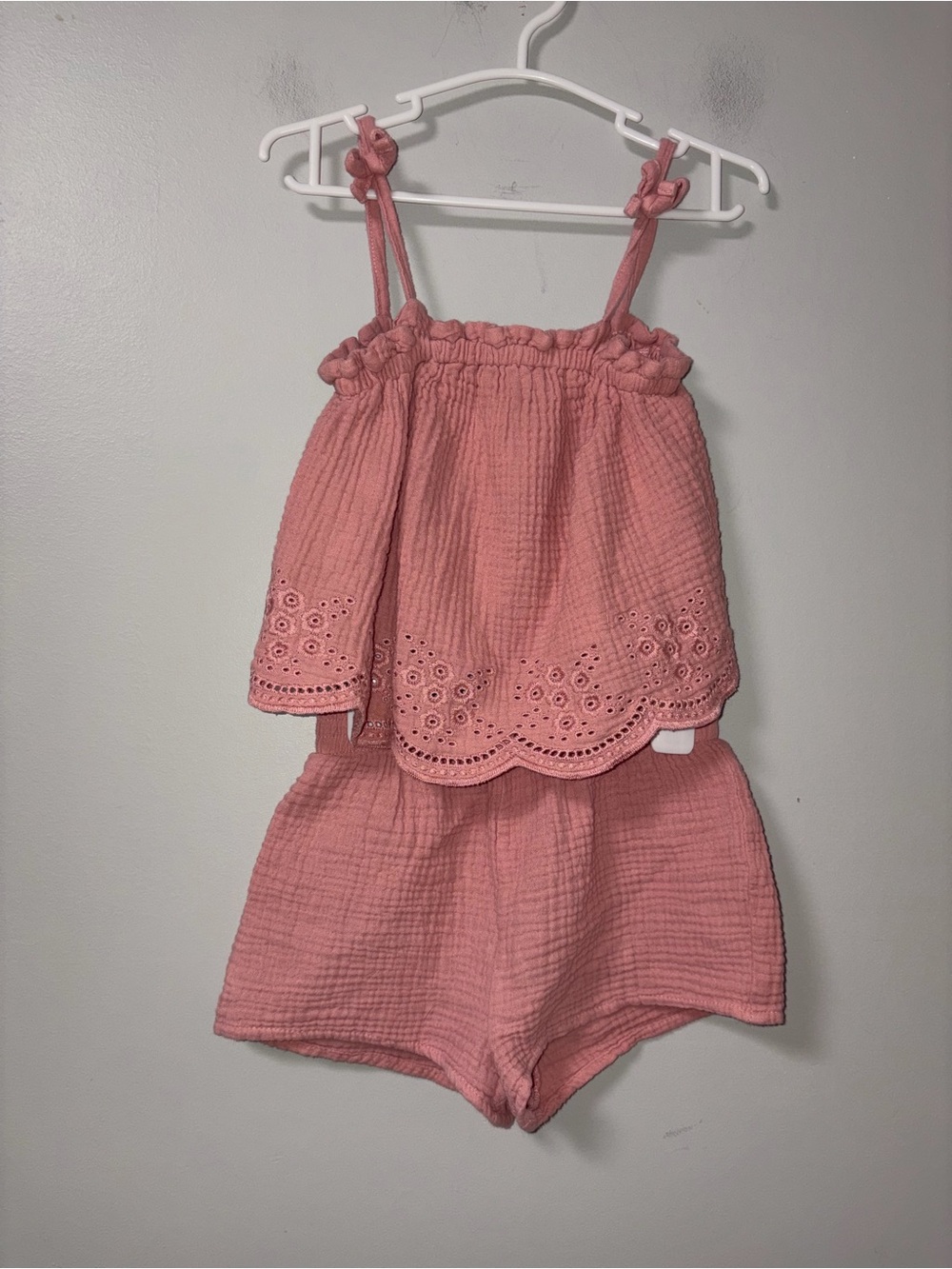 Modern Moments Pink Eyelet Muslin Gauze Cotton Tank & Shorts Set Girls 4T